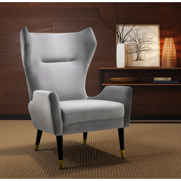 TOV Furniture Logan Velvet Chair | Grey- TOV-A155