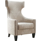 TOV Furniture Gramercy Embroidered Linen Wing Chair | Beige- TOV-A36