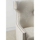 TOV Furniture Gramercy Embroidered Linen Wing Chair | Beige- TOV-A36