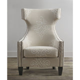 TOV Furniture Gramercy Embroidered Linen Wing Chair | Beige- TOV-A36
