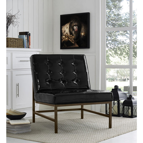 TOV Furniture Jed Black Patent Leather Chair | Black- TOV-A65