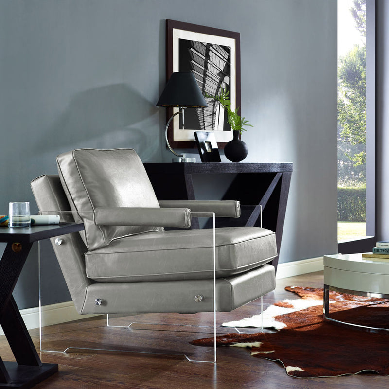 TOV Furniture Serena Eco Leather/Lucite Chair | Grey- TOV-A98