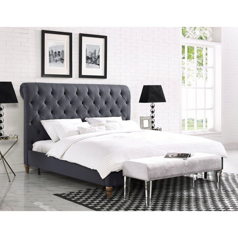 TOV Furniture Oxford Linen Bed in Full | Grey TOV-B15-Full