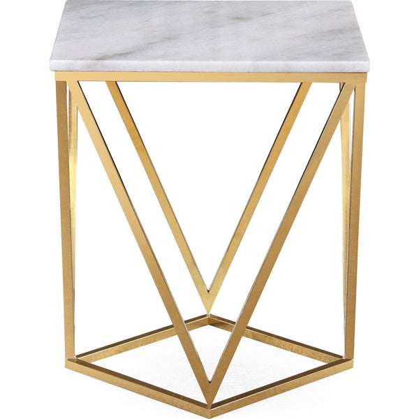 TOV Furniture Leopold Marble Side Table | White, Gold- TOV-G5478
