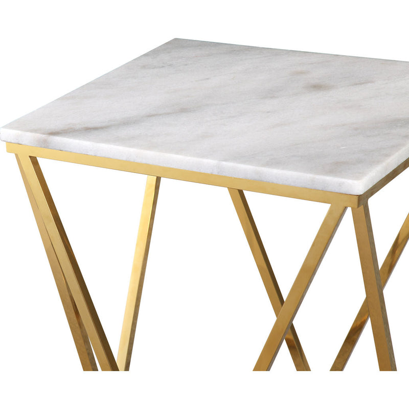 TOV Furniture Leopold Marble Side Table | White, Gold- TOV-G5478