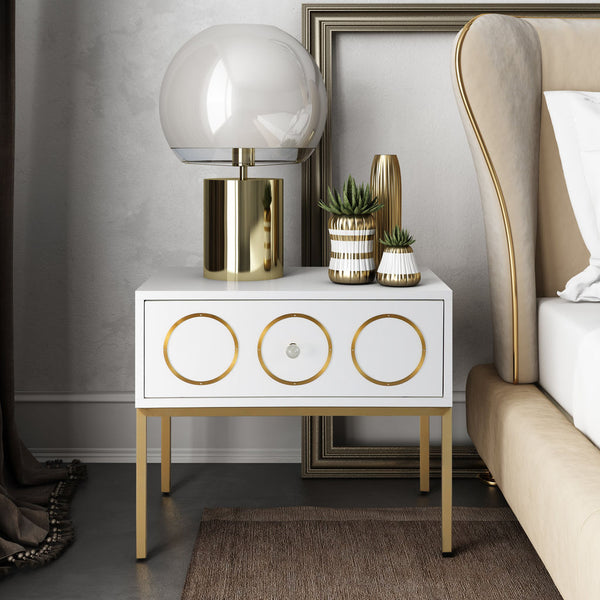 TOV Furniture Ella Side Table | White, Gold- TOV-G5493