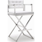 TOV Furniture Director Stainless Steel Barstool | White- TOV-K3626
