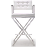 TOV Furniture Director Stainless Steel Barstool | White- TOV-K3626