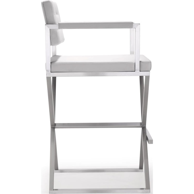 TOV Furniture Director Stainless Steel Barstool | White- TOV-K3626