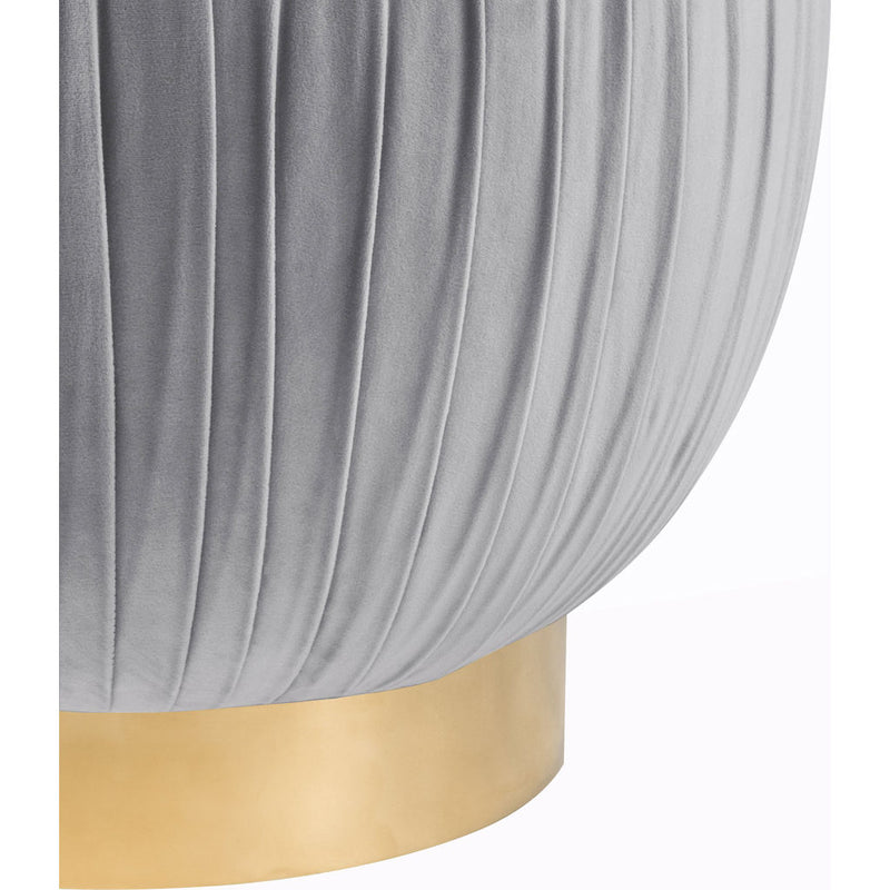 TOV Furniture Tulip Velvet Ottoman | Grey, Gold- TOV-O109
