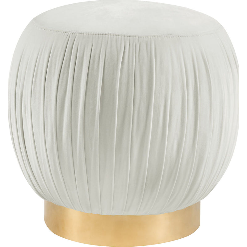 TOV Furniture Tulip Velvet Ottoman | Cream, Gold- TOV-O114