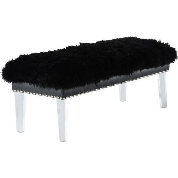 TOV Furniture Luxe Sheepskin Lucite Bench | Black TOV-O23