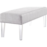 TOV Furniture Stella Croc Velvet Acrylic Bench | Silver TOV-O30