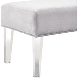 TOV Furniture Stella Croc Velvet Acrylic Bench | Silver TOV-O30