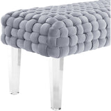 TOV Furniture Sal Woven Velvet Bench | Grey TOV-O57
