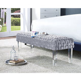 TOV Furniture Sal Woven Velvet Bench | Grey TOV-O57