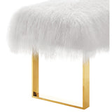TOV Furniture Sherpa Sheepskin Bench | White/Gold TOV-O64