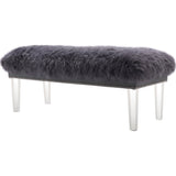 TOV Furniture Luxe Sheepskin Lucite Bench | Grey TOV-O76
