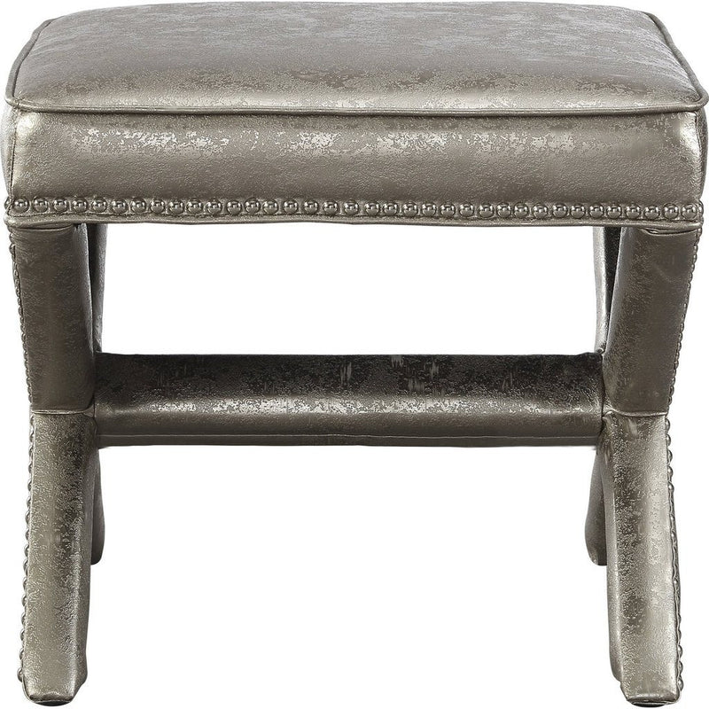 TOV Furniture Reese Metallic Ottoman | Silver TOV-O84