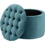 TOV Furniture Queen Velvet Storage Ottoman | Sea Blue- TOV-OC144