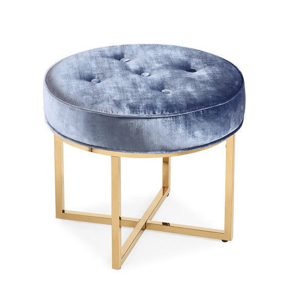 TOV Furniture Layla Shimmery Velvet Ottoman | Blue TOV-OC3716