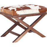 TOV Furniture Moo X Genuine Cowhide Ottoman | Brown/White TOV-OT2044