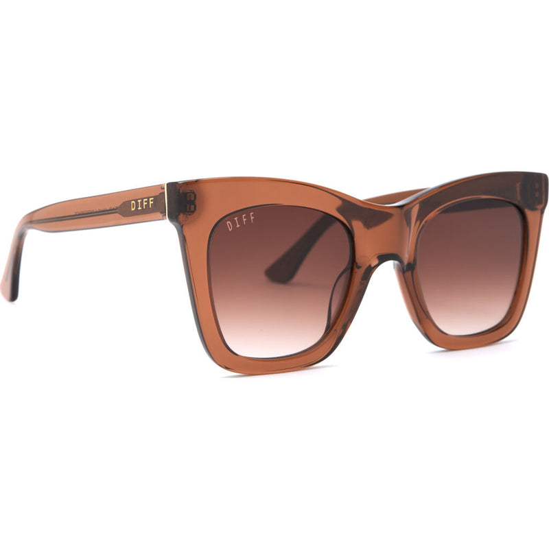 DIFF Eyewear Kaia Sunglasses | Dark Taupe Crystal + Brown Gradient Lens