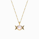 Awe Inspired Triple Moon Charm Necklace | Gold/Standard Cable Chain