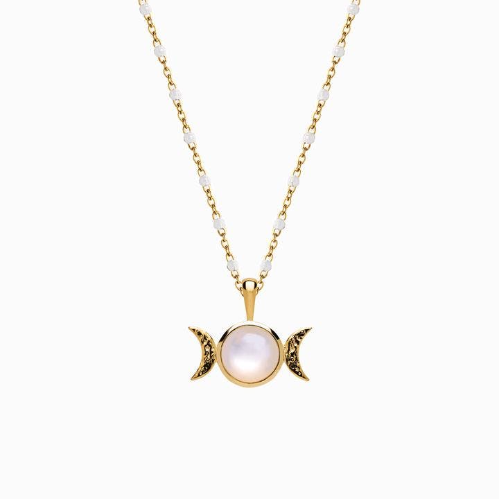 Awe Inspired Triple Moon Charm Necklace | Gold/Standard Cable Chain