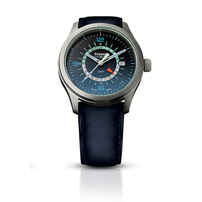 traser H3 Blue P59 Aurora GMT Watch | Leather Strap