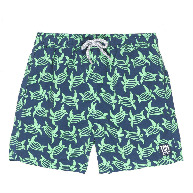 Tom & Teddy Turtle Swim Trunk | Navy & Green Size 7-8