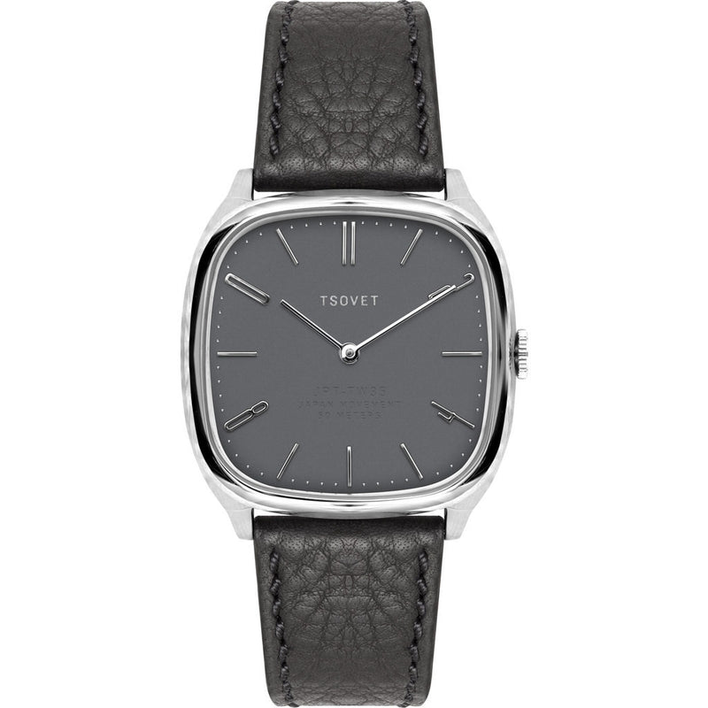 Tsovet JPT-TW35 Steel & Matte Grey Watch | Black Leather