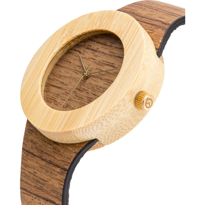 Analog Carpenter Teak & Bamboo Wood Watch | No Markings