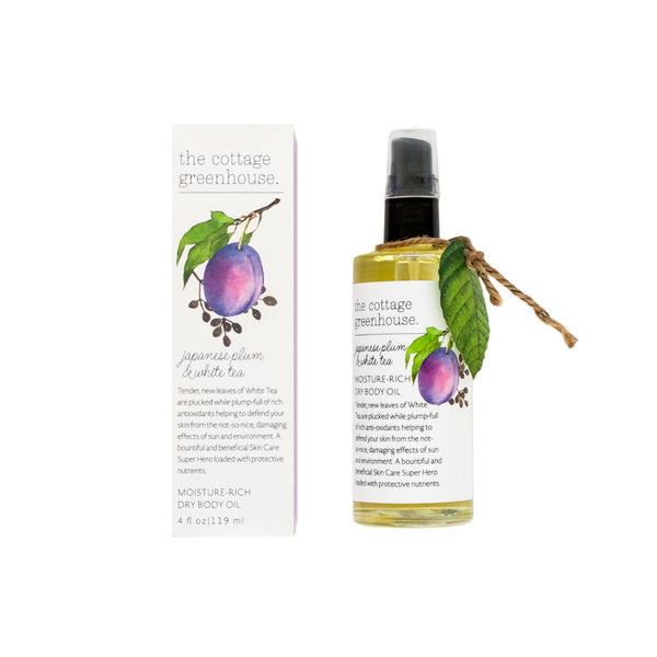 The Cottage Greenhouse Dry Body Oil | Japanese Plum & White Tea