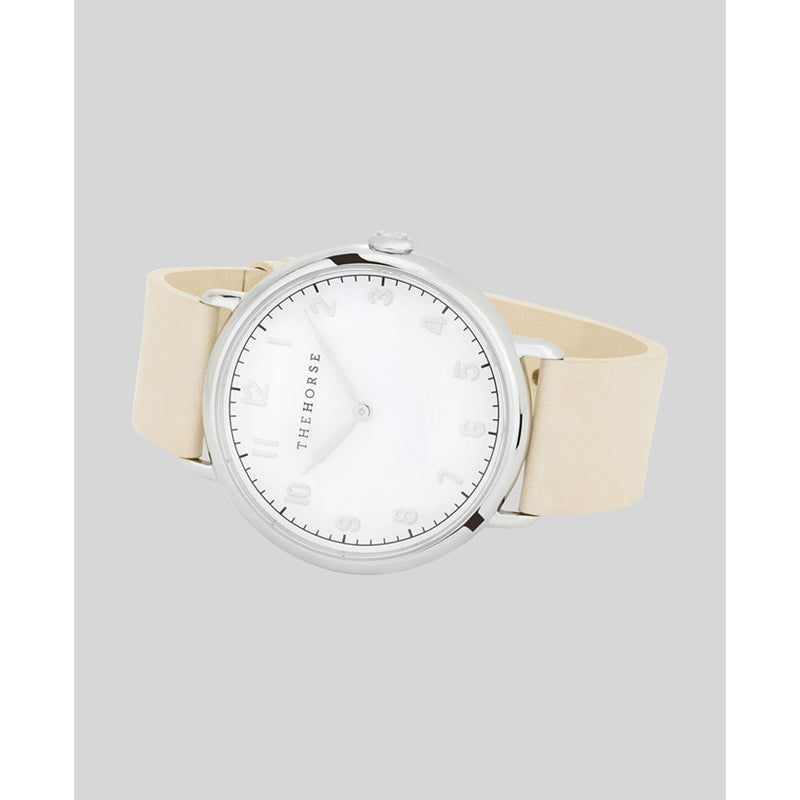 The Horse Heritage Polished Silver Watch | Vegetable Tan