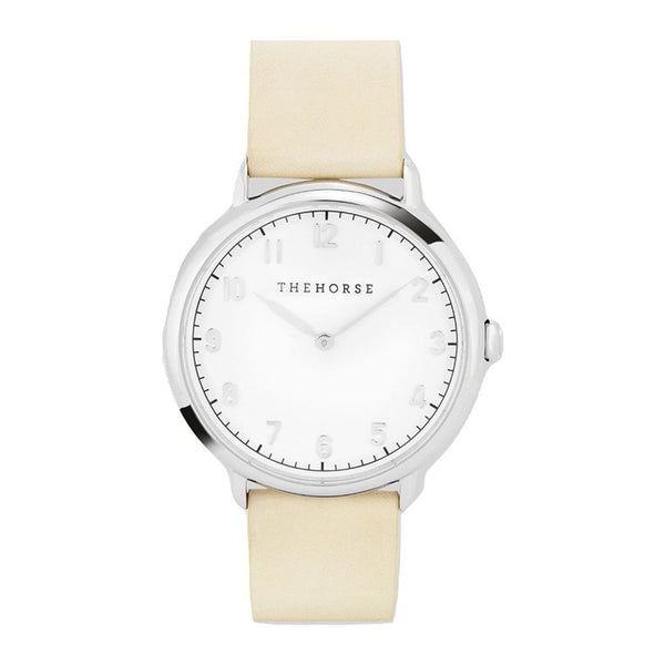 The Horse Heritage Polished Silver Watch | Vegetable Tan