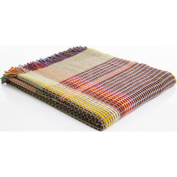 Wallace Sewell Portland Small Lambswool Basket Weave Throw | Multi-Yellow