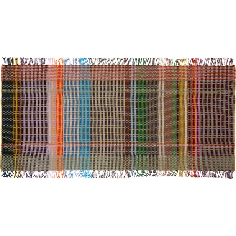 Wallace Sewell Portland Small Lambswool Basket Weave Throw | Multi-Yellow