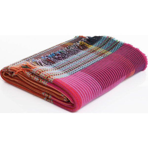 Wallace Sewell Emmeline Small Lambswool Pinstripe Throw | Multi-Pink
