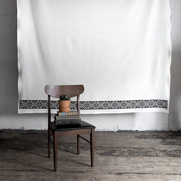 Faribault Tofte Fair Isle Wool Blend Blanket | Natural/Heather Charcoal 16347 Twin/16354 Queen