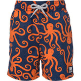 Tom & Teddy Octopus Swim Trunk | Blue/Orange / 3-4