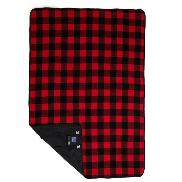 Faribault Buffalo Check Wool Travel Blanket | Red