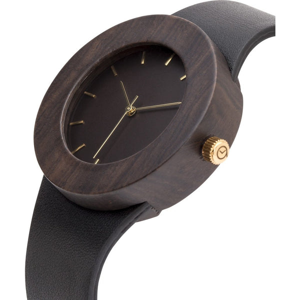Analog Carpenter Leather & Blackwood Wood Watch | Markings