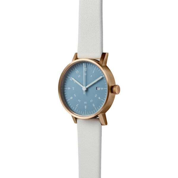 VOID V03D Copper Round Date Light Blue Watch | Grey Leather V03D-CO/GY/NY