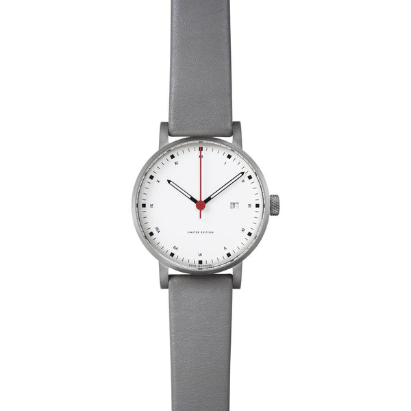 VOID V03D Metis Brushed Round White Watch | Grey Leather