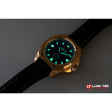 Lum-Tec V13 18K Gold PVD Coated Watch - Black Croc Leather Strap
