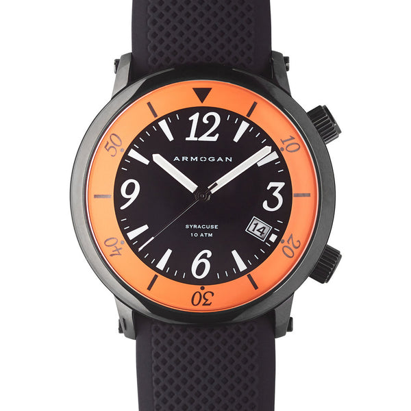 Armogan Syracuse N23 Diving Watch | Orange/Black Steel SYB22N7O2