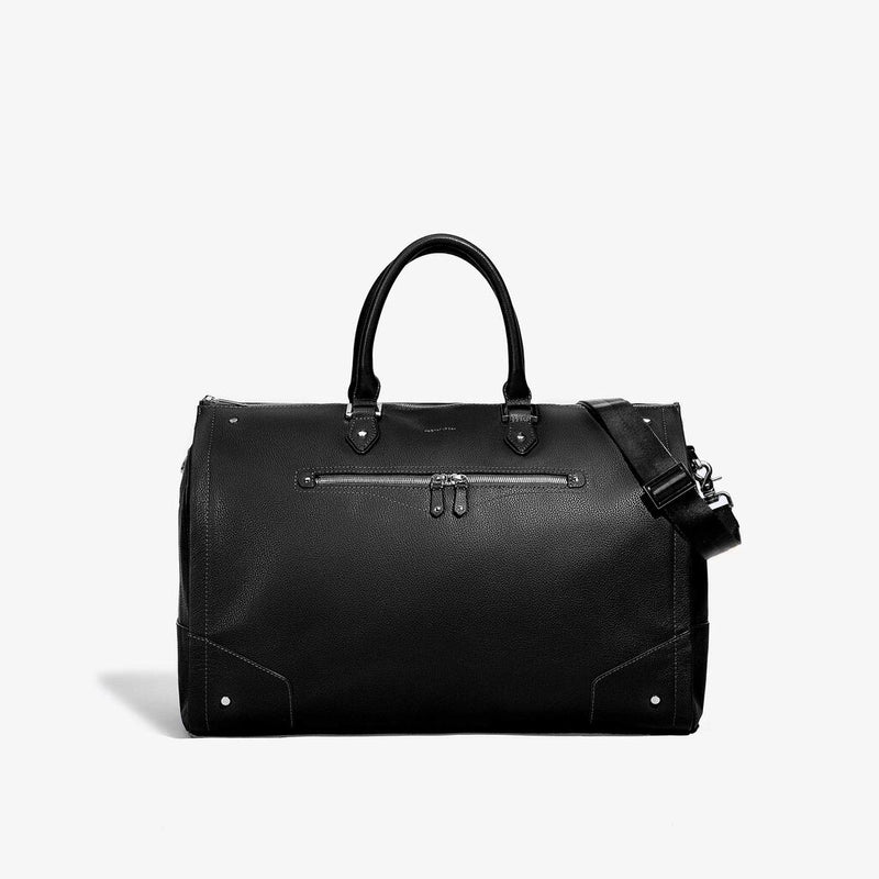 Hook & Albert Women's Garment Weekender Bag | Leather Black w/ Gold Zipper LDGWB-BLK-GLD