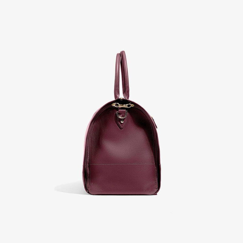 Hook & Albert Women's Garment Weekender Bag | Leather Taupe w/ Gunmetal Zipper LDGWB-TUP-GNM