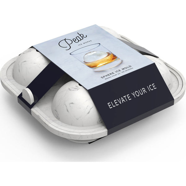 W&P Design Peak Sphere Ice Mould | White Marble wp-ice-sp-mw